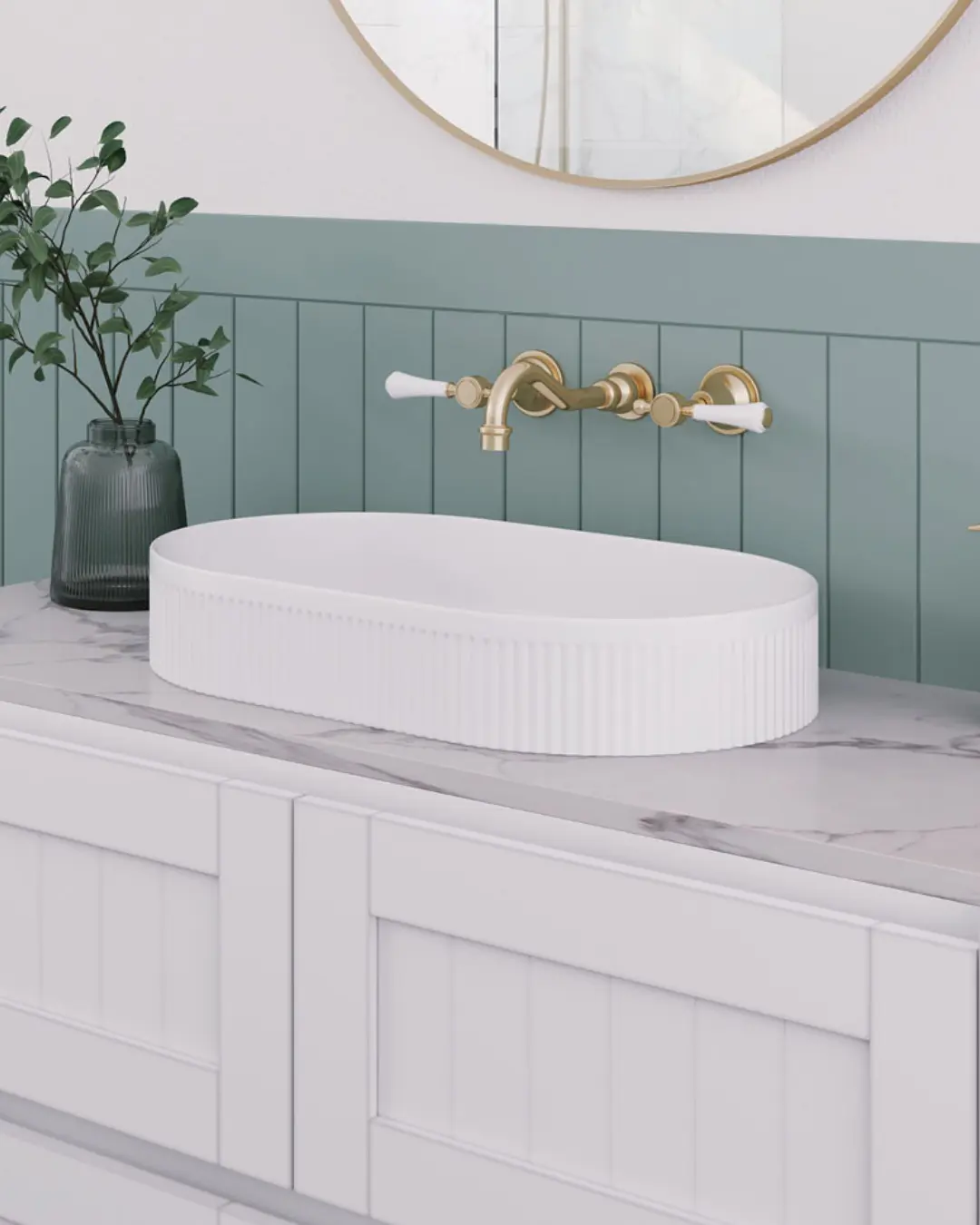 Eleanor Oval Above Counter Fluted Basin