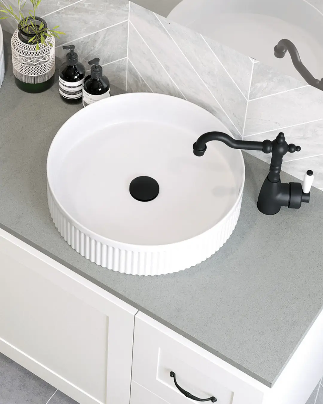Eleanor Round Above Counter Fluted Basin