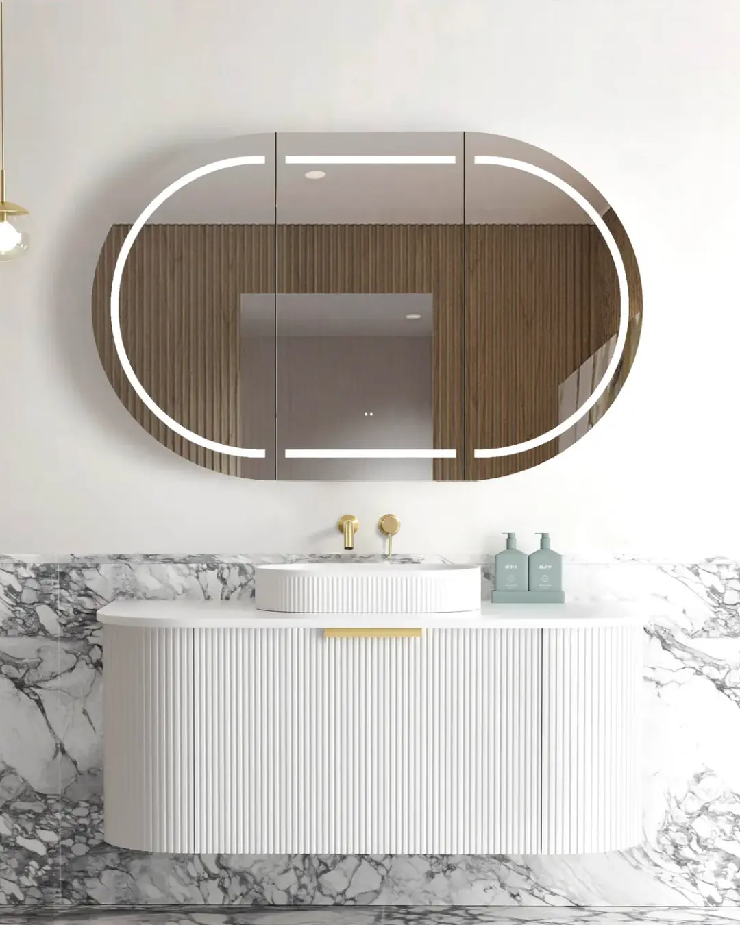 Bondi Fluted Wall Hung Curve Vanity - Image 2