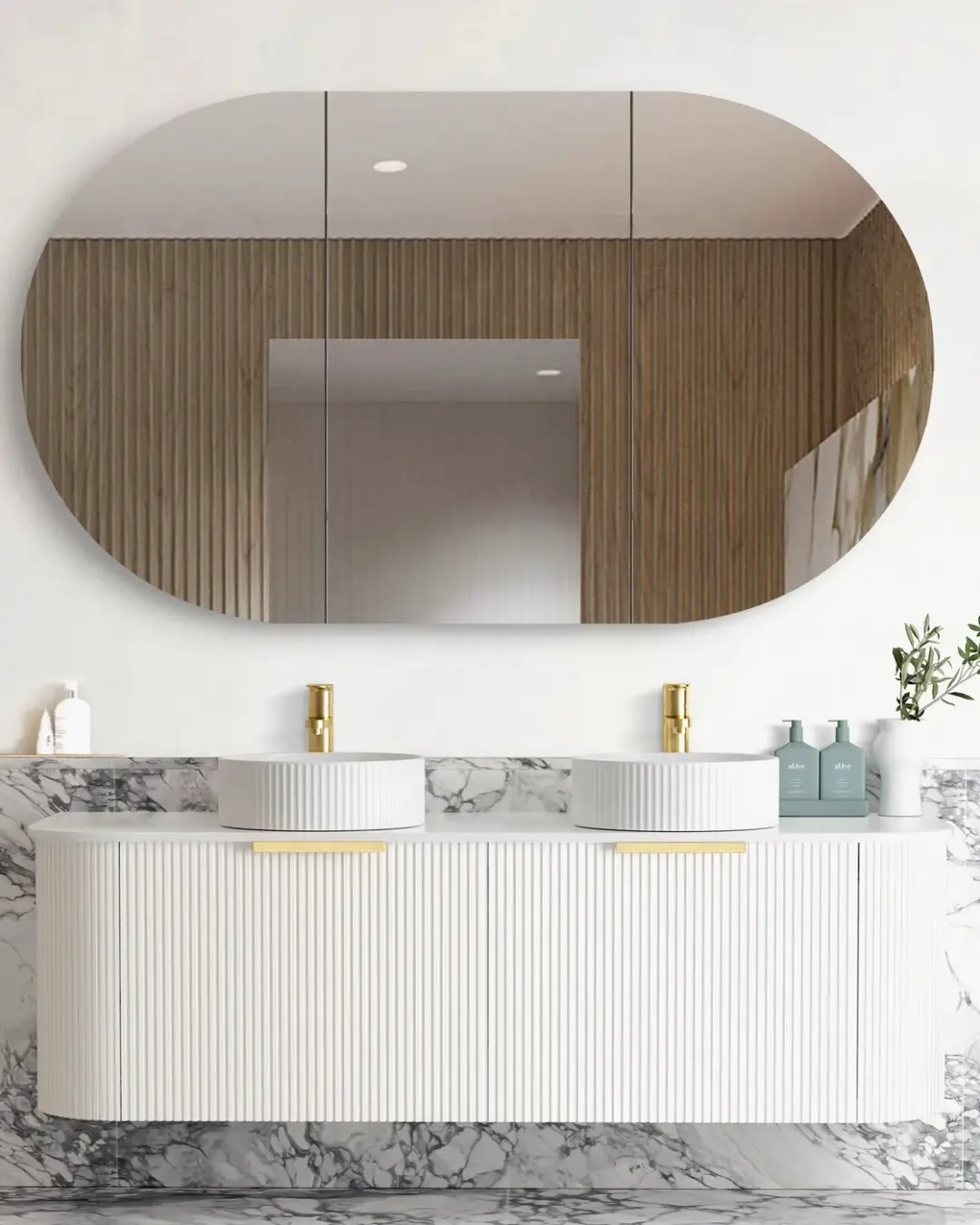 Bondi Fluted Wall Hung Curve Vanity - Image 3
