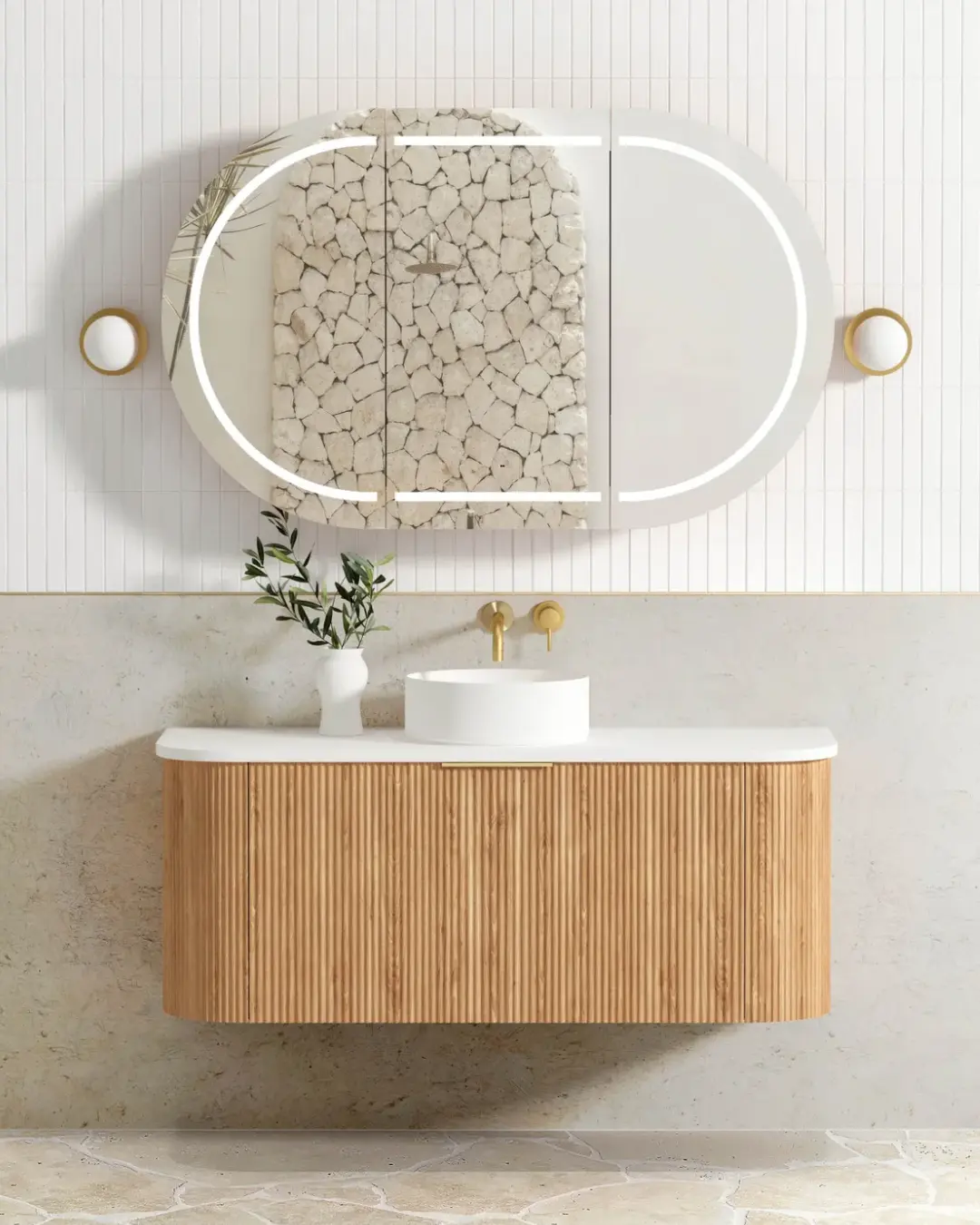 Bondi Fluted Wall Hung Curve Vanity - Image 4