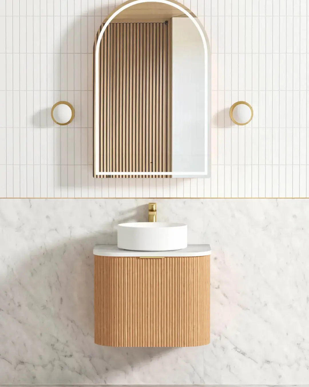 Bondi Fluted Wall Hung Curve Vanity - Image 7