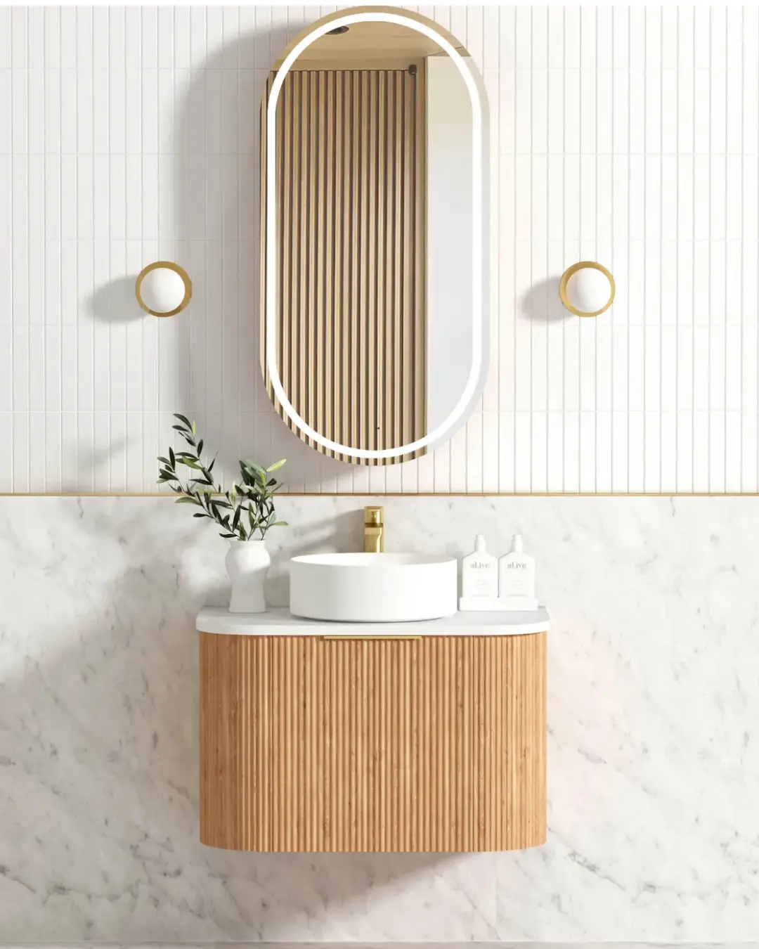 Bondi Fluted Wall Hung Curve Vanity - Image 6