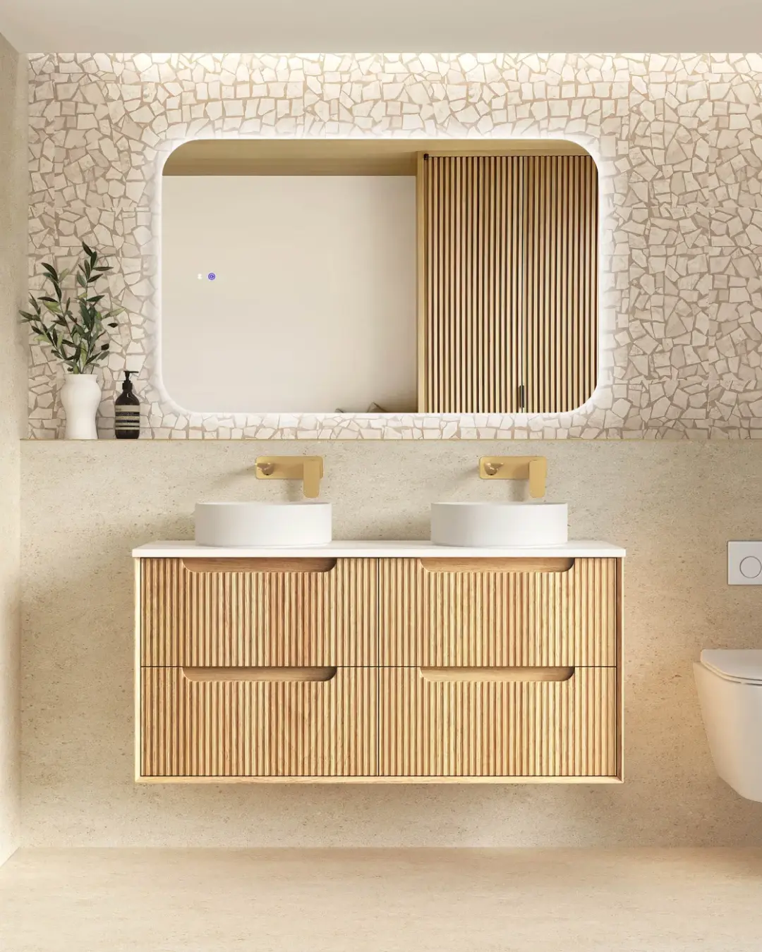 Byron Fluted Oak Wall Hung Vanity
