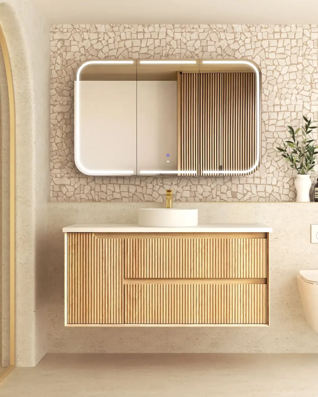 Byron Fluted Oak Wall Hung Vanity - Image 5