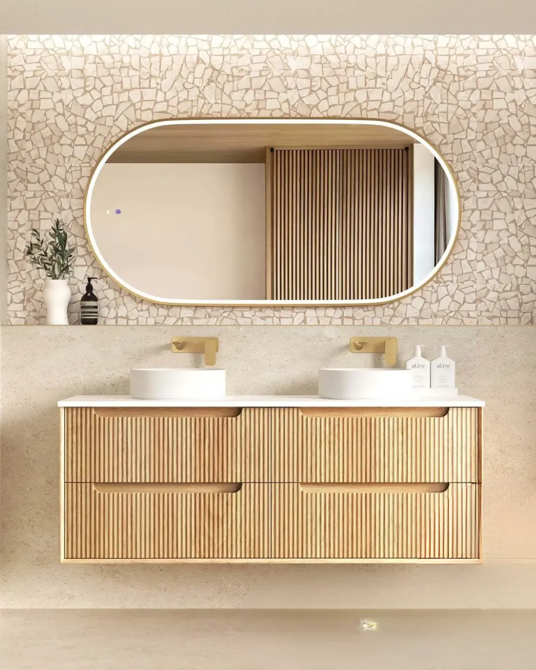 Byron Fluted Oak Wall Hung Vanity - Image 4
