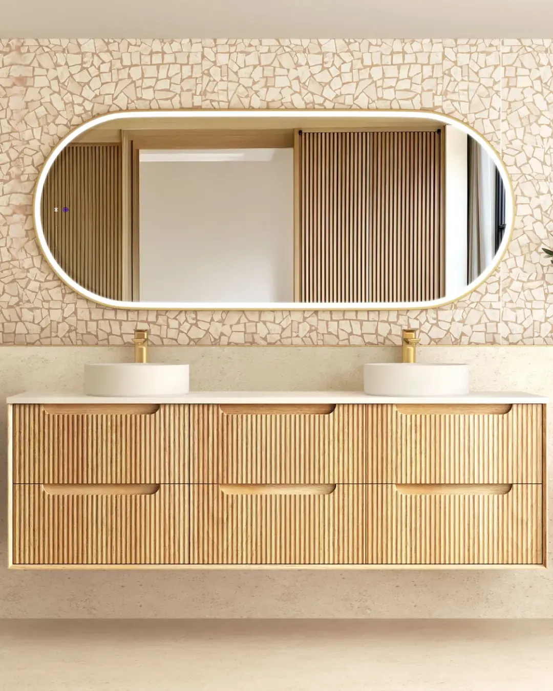 Byron Fluted Oak Wall Hung Vanity - Image 3