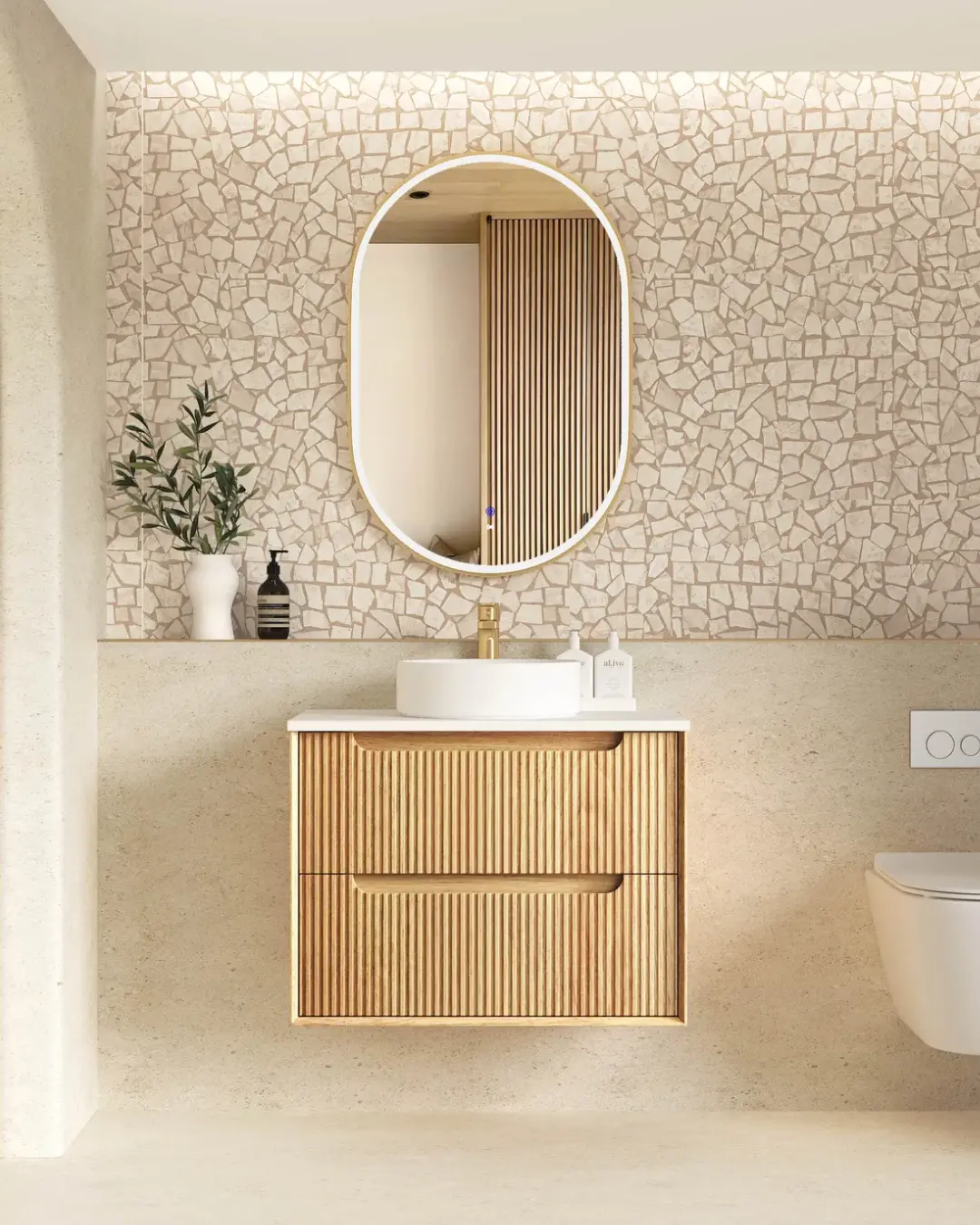 Byron Fluted Oak Wall Hung Vanity - Image 2