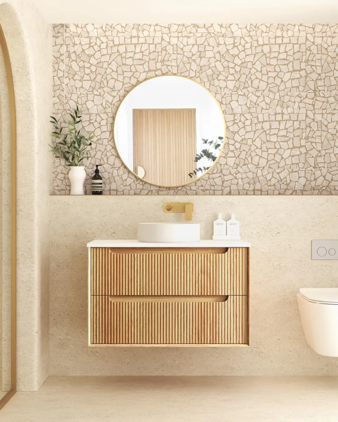 Byron Fluted Oak Wall Hung Vanity - Image 6