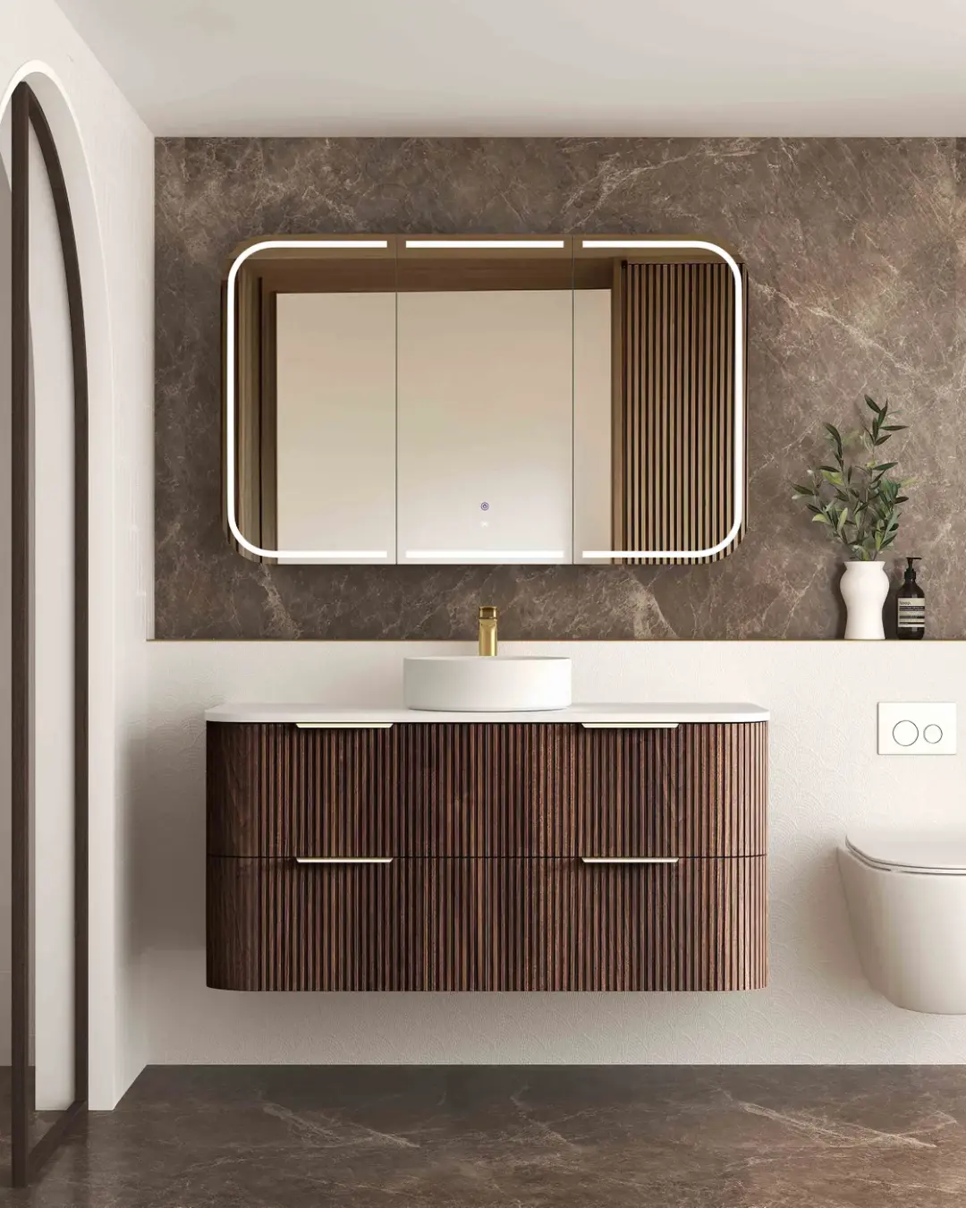 Havana Fluted Wall Hung Curved Vanity
