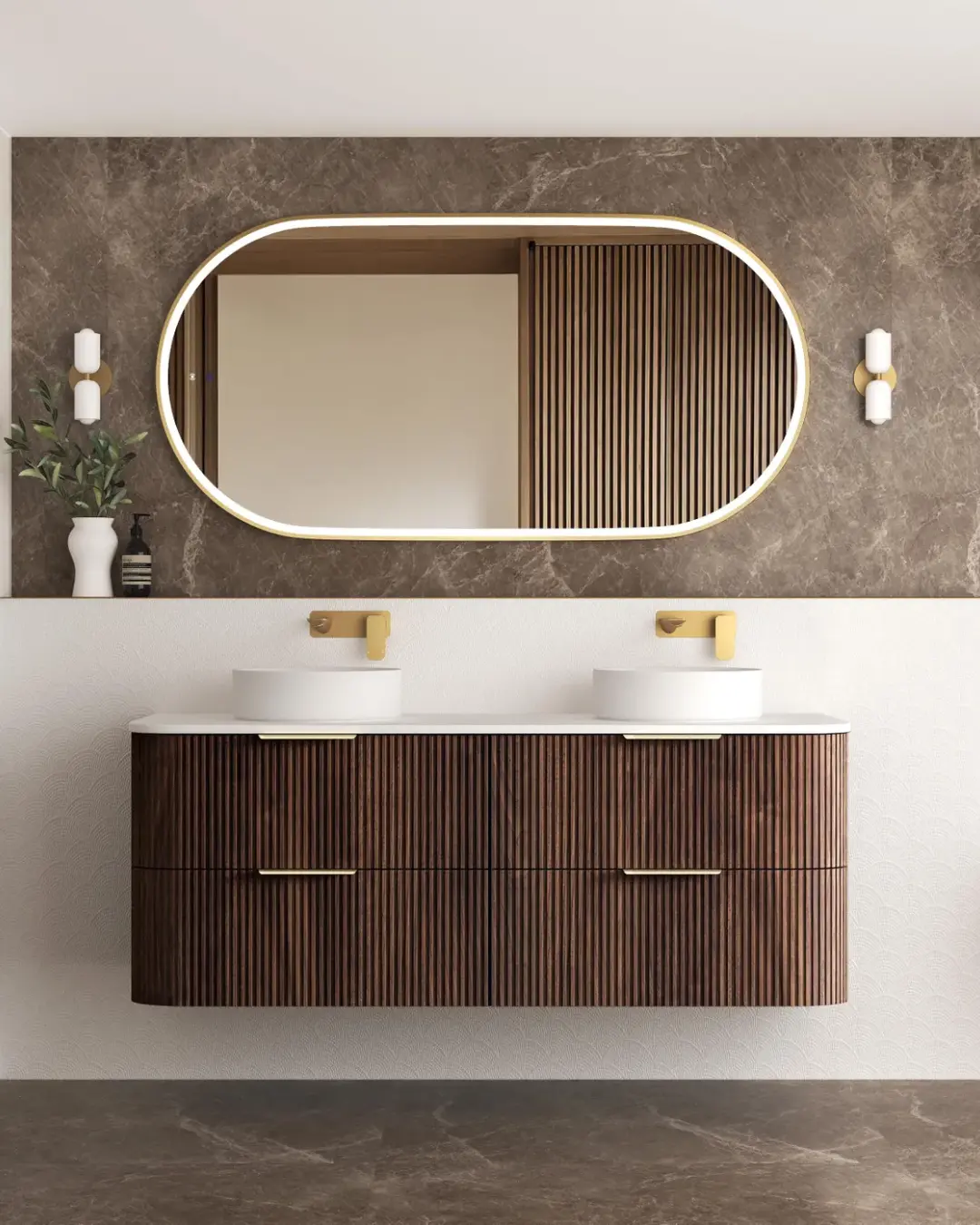 Havana Fluted Wall Hung Curved Vanity - Image 6