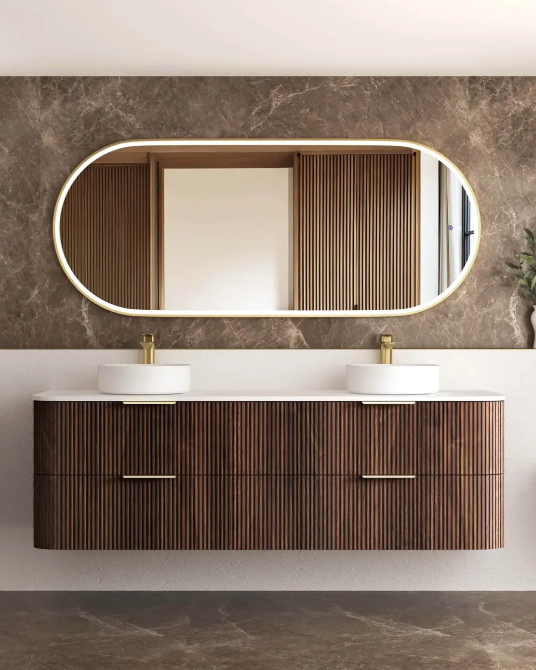 Havana Fluted Wall Hung Curved Vanity - Image 5