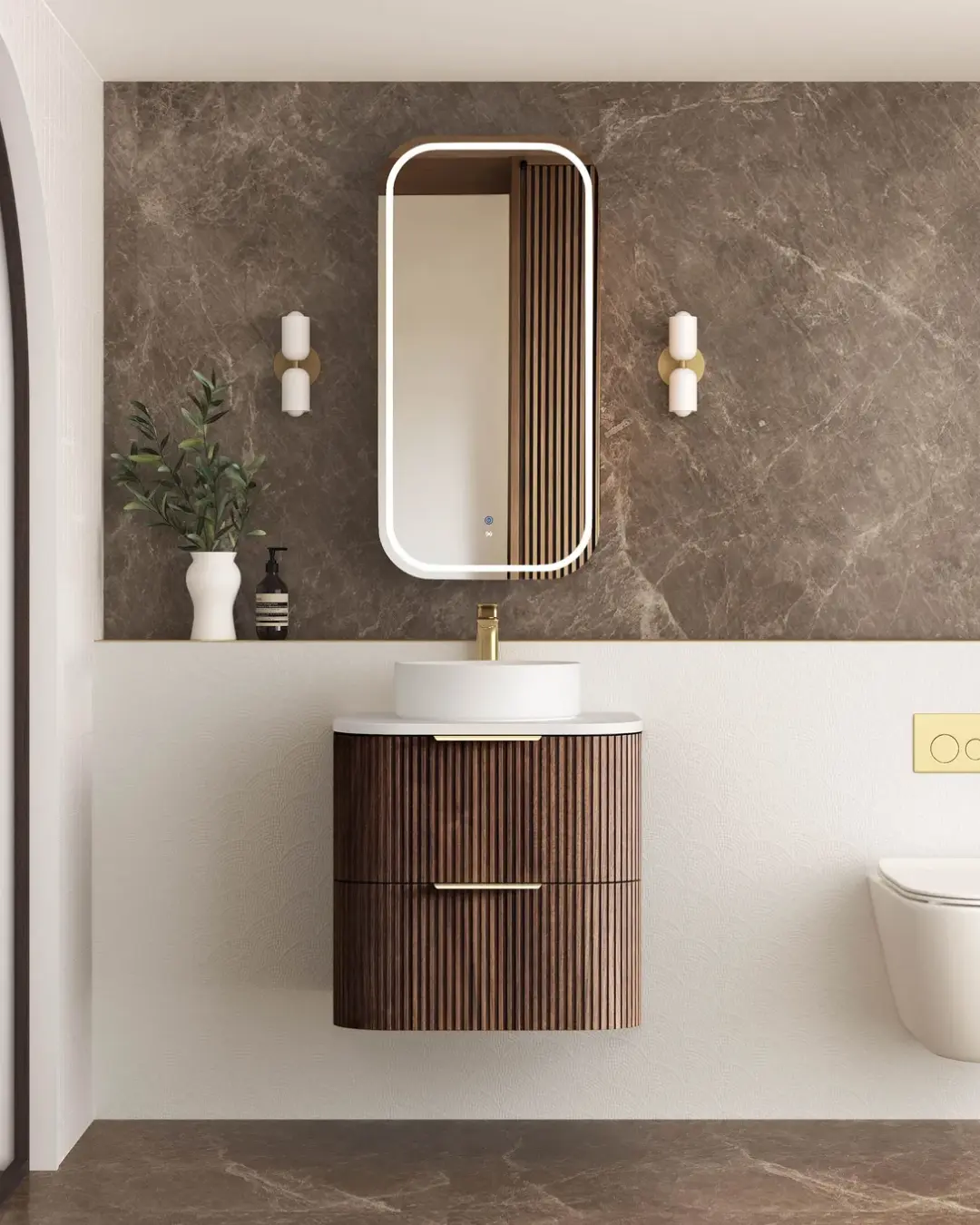 Havana Fluted Wall Hung Curved Vanity - Image 9