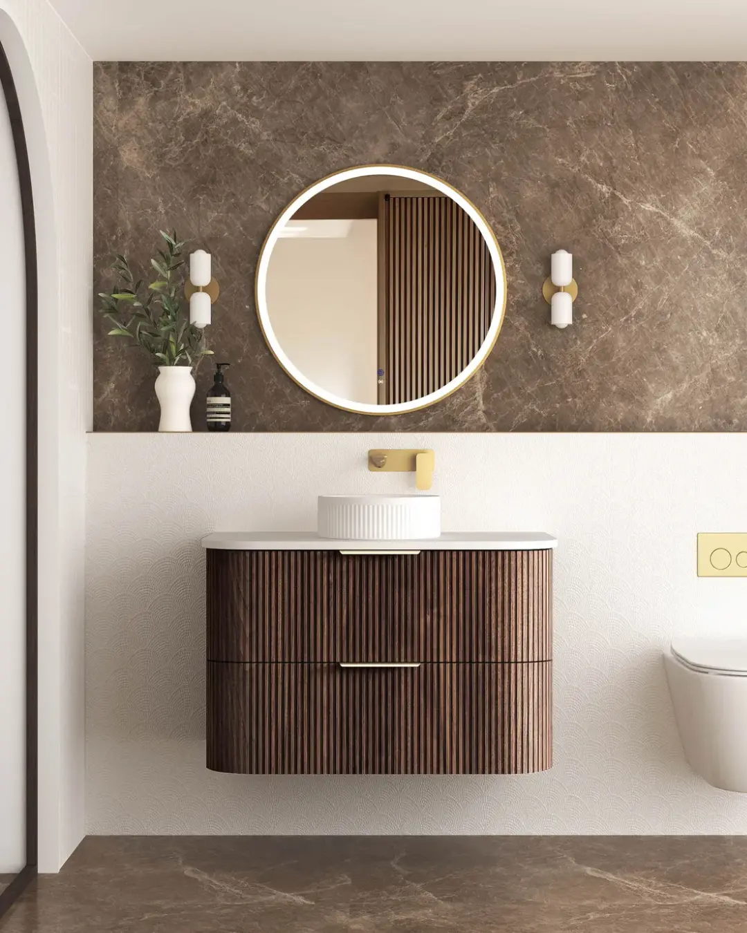 Havana Fluted Wall Hung Curved Vanity - Image 7