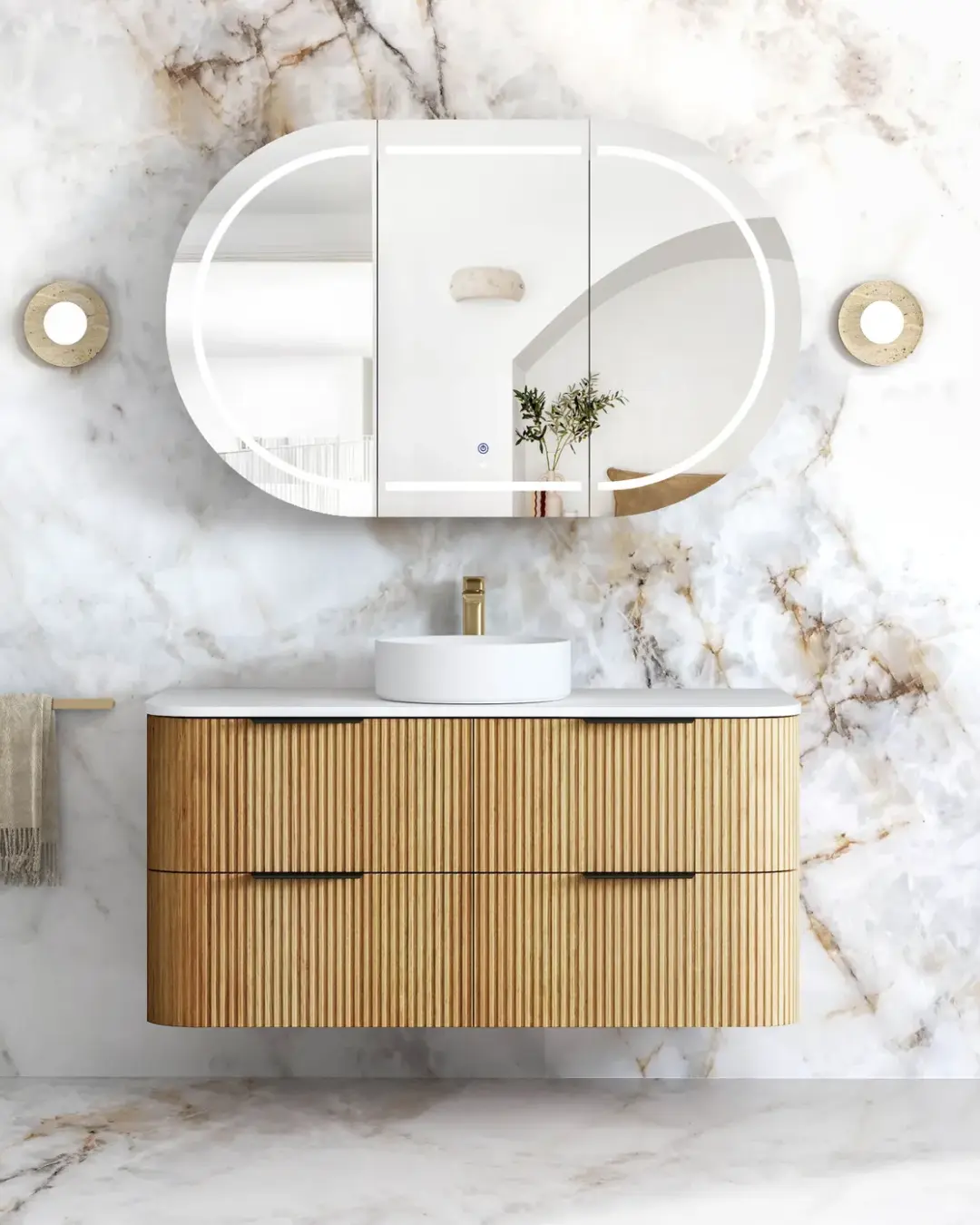 Havana Fluted Wall Hung Curved Vanity - Image 3