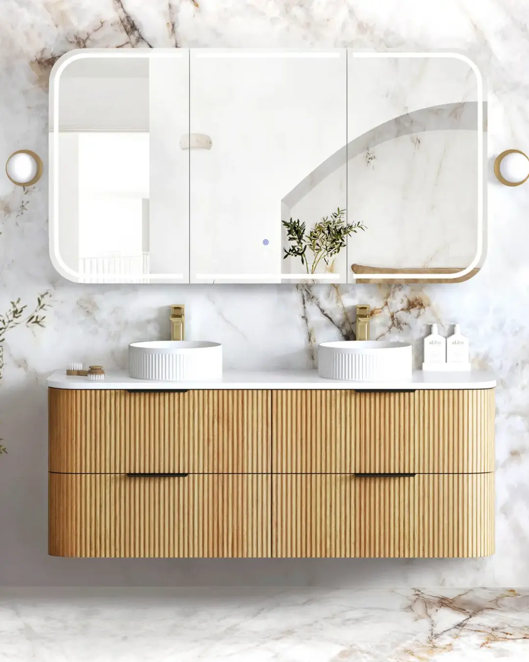 Havana Fluted Wall Hung Curved Vanity - Image 2