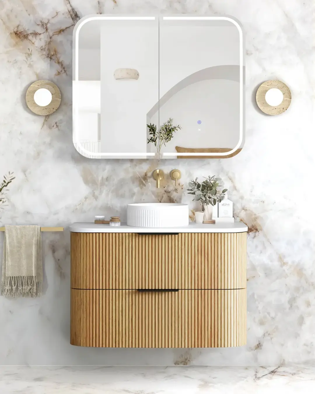 Havana Fluted Wall Hung Curved Vanity - Image 4